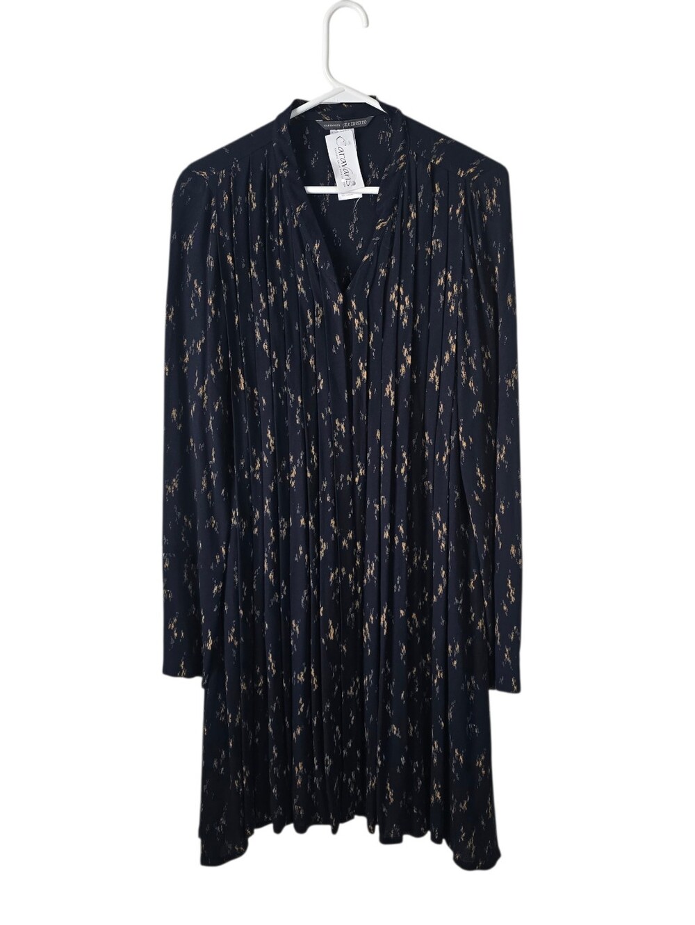 New Elemente Clemente Danelia Dress XS Navy Blue Long Sleeve Pleated
